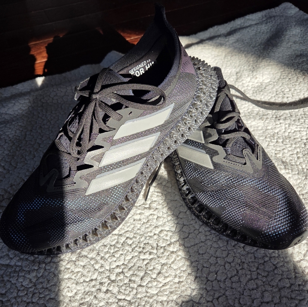 adidas Black Knit Running Sneakers with Iridescent Purple-Blue Accents - Picture 7 of 8